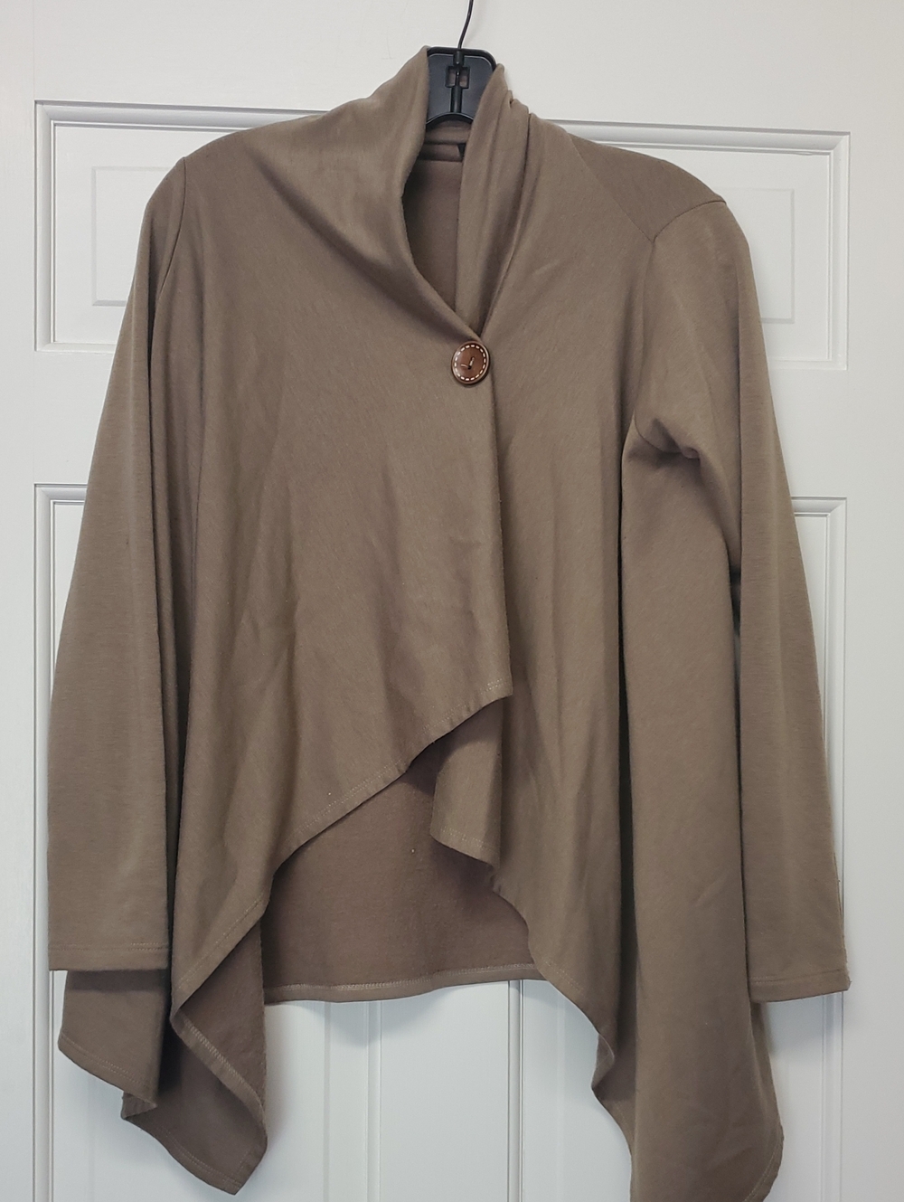 BOBEAU Women’s Draped Open Front Cardigan - Taupe XS